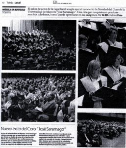 30-12-2010. El Día. Nuevo éxito del coro José Saramago